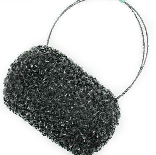 Suzie Blue Black Sequin Barrel Bag