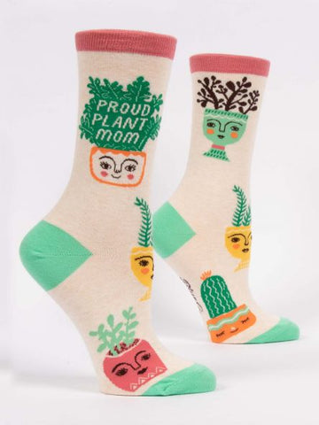 BlueQ Women's Crew Socks "Proud Plant Mom"