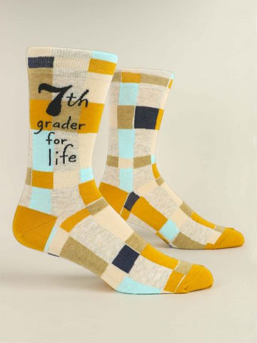 BlueQ Men's "7th grader for life" Crew Socks