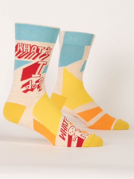 BlueQ Men's Crew Socks: "What'd I Do?"