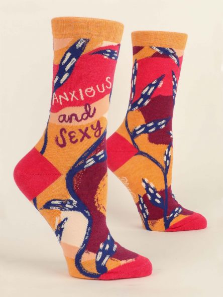 BlueQ Women's Crew Socks: Anxious and Sexy