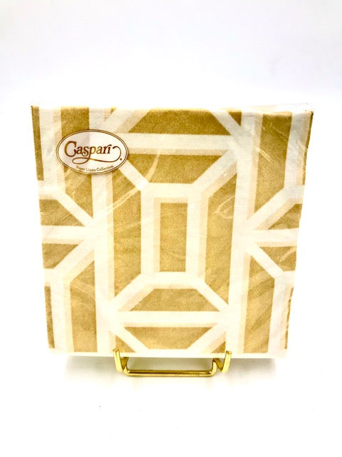 Caspari Garden Gate Gold Cocktail and Luncheon Napkins