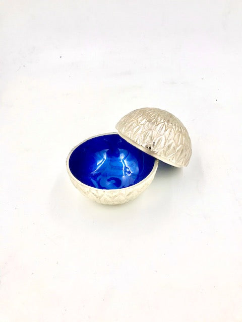Julia Knight 3" Covered Silver "Box" with Sapphire Interior