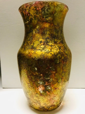 Vicky Bauman: 9" Tall Hand Decorated Vase with Mini Lights Inside (115)