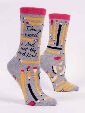 BlueQ Women's Crew Socks "I'm a nerd. And not the cool kind"