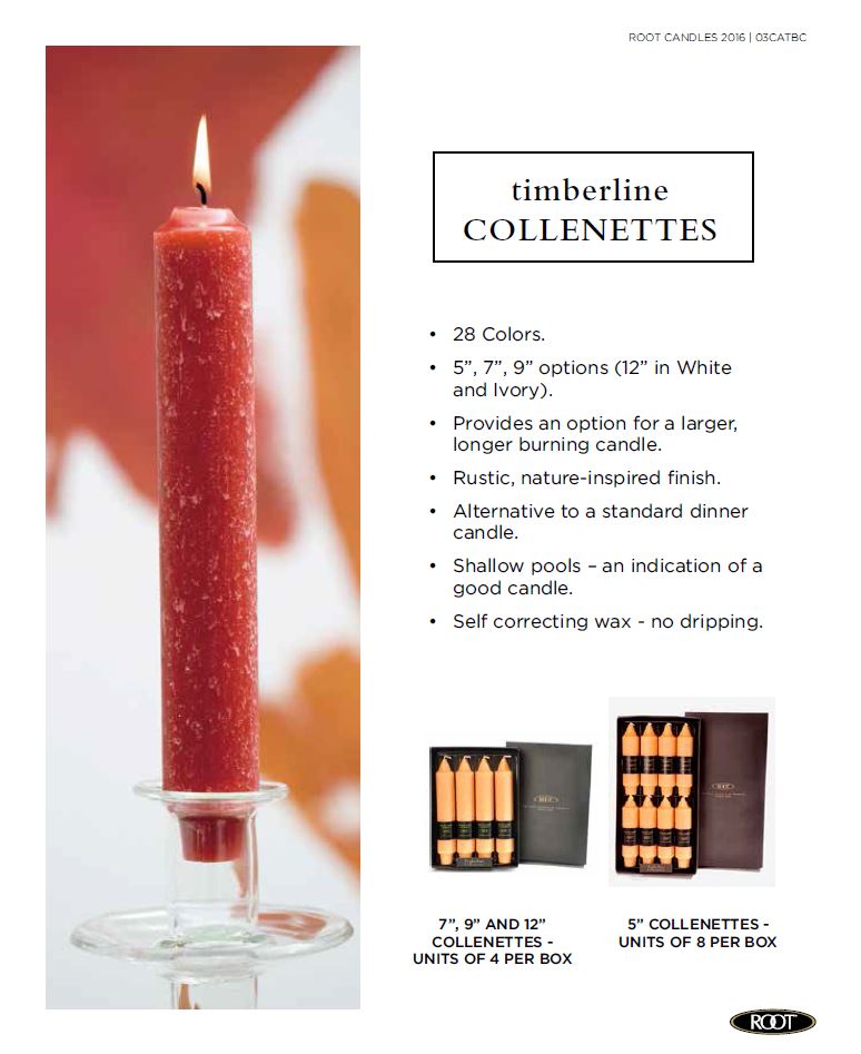 Root 7" Collenette Unscented Beeswax Blend Dinner Candles (Box of 4)