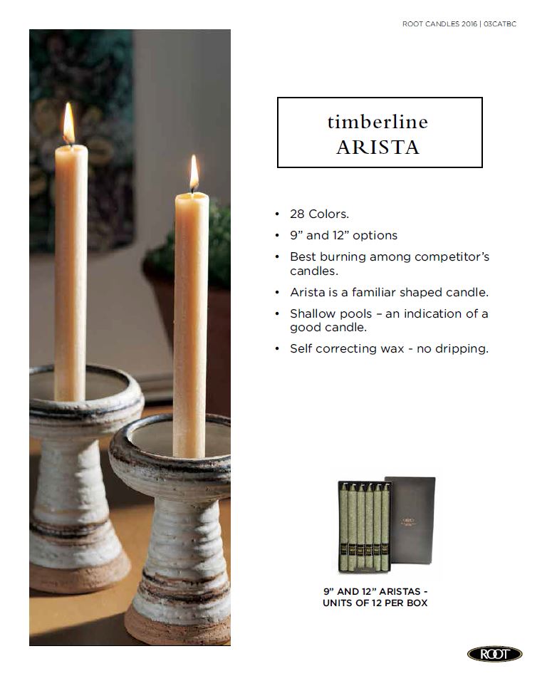 Root 9" Arista Unscented Beeswax Blend Dinner Candles (Box of 12)