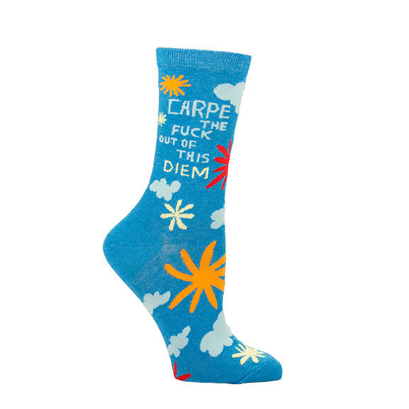 BlueQ Women's Crew Socks "Carpe The Fuck Out Of This Diem"