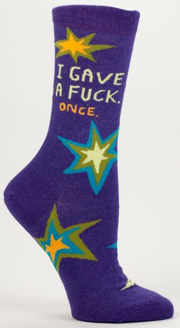 BlueQ Women's Crew Socks "I Gave A Fuck. Once."