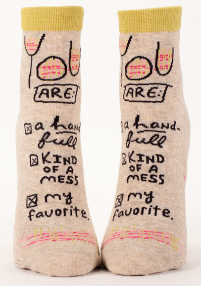 Woman's novelty fun ankle sock with legend: "You Are My Favorite"