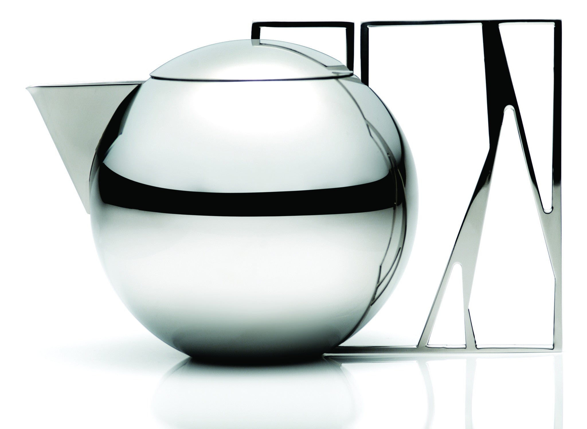 Modern Art Deco Stainless Steel Tea Pot by Riva