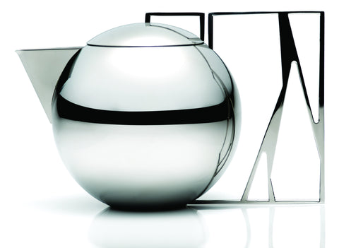 Modern Art Deco Stainless Steel Tea Pot by Riva