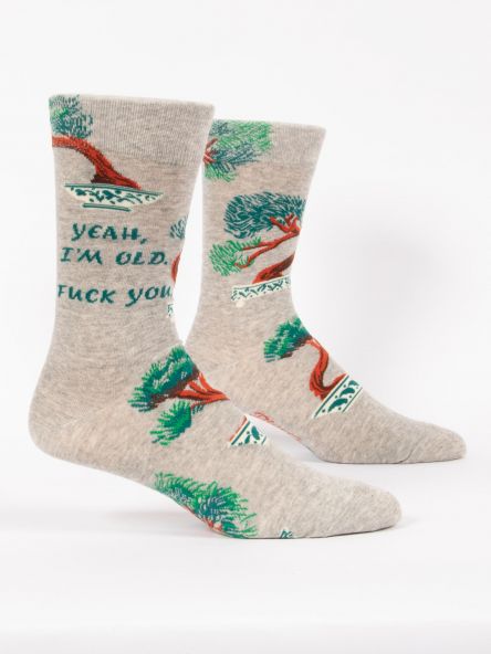 BlueQ Men's Crew Socks: Yeah, I'm Old. Fuck you.