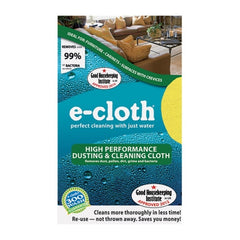 The e-cloth high-performance microfiber dusting/cleaning cloth attracts, lifts and holds dust, pollen, grime and bacteria. Used dry, it outperforms ordinary dusting cloths on crevices found on furniture, cabinets, molding, baseboards, chair legs, nooks and crannies etc. and used damp it cleans surface dirt off fabric and leather.