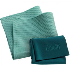The window pack includes a waffle style microfiber cloth to remove dirt and grime from the inside and outside of windows and frames. The second polishing cloth dries glass to a sparkling smear-free finish, using just water spray. E-cloths can be washed 300 times and still retain their unique cleaning properties.
