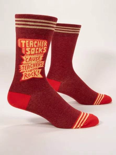 BlueQ Men's "Teachers Socks 'Cause Teachers Rock" Crew Socks