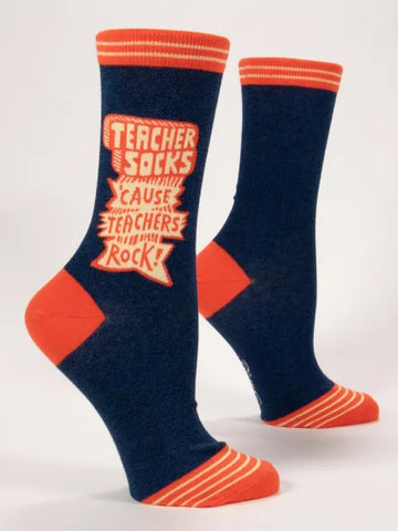 BlueQ Women's "Teachers Socks 'Cause Teachers Rock" Crew Socks