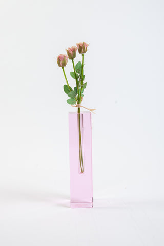 Rose Colored Crystal 10" Glass Bud Vase