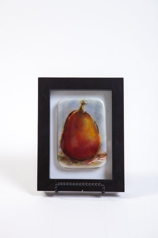 Kristen Dukat "Red Pear" Fused Glass Picture