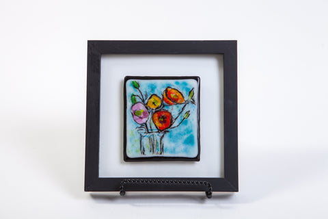 Kristen Dukat "Multicolor Poppies" Fused Glass Picture
