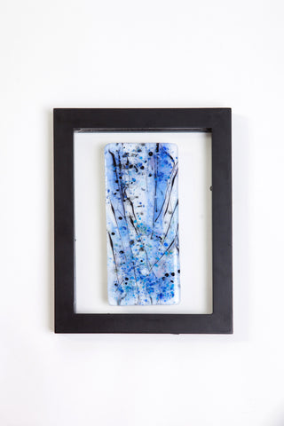 Kristen Dukat "Blue Abstract Forest" Fused Glass Picture