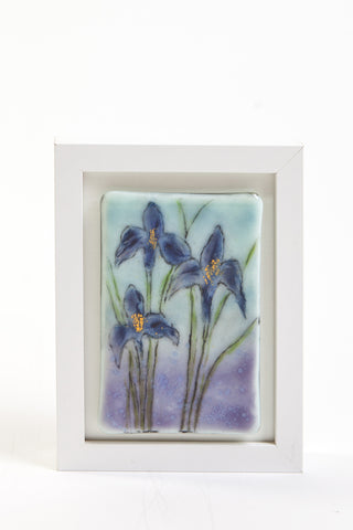 Odette Monaghan "Irises" Fused Glass Picture