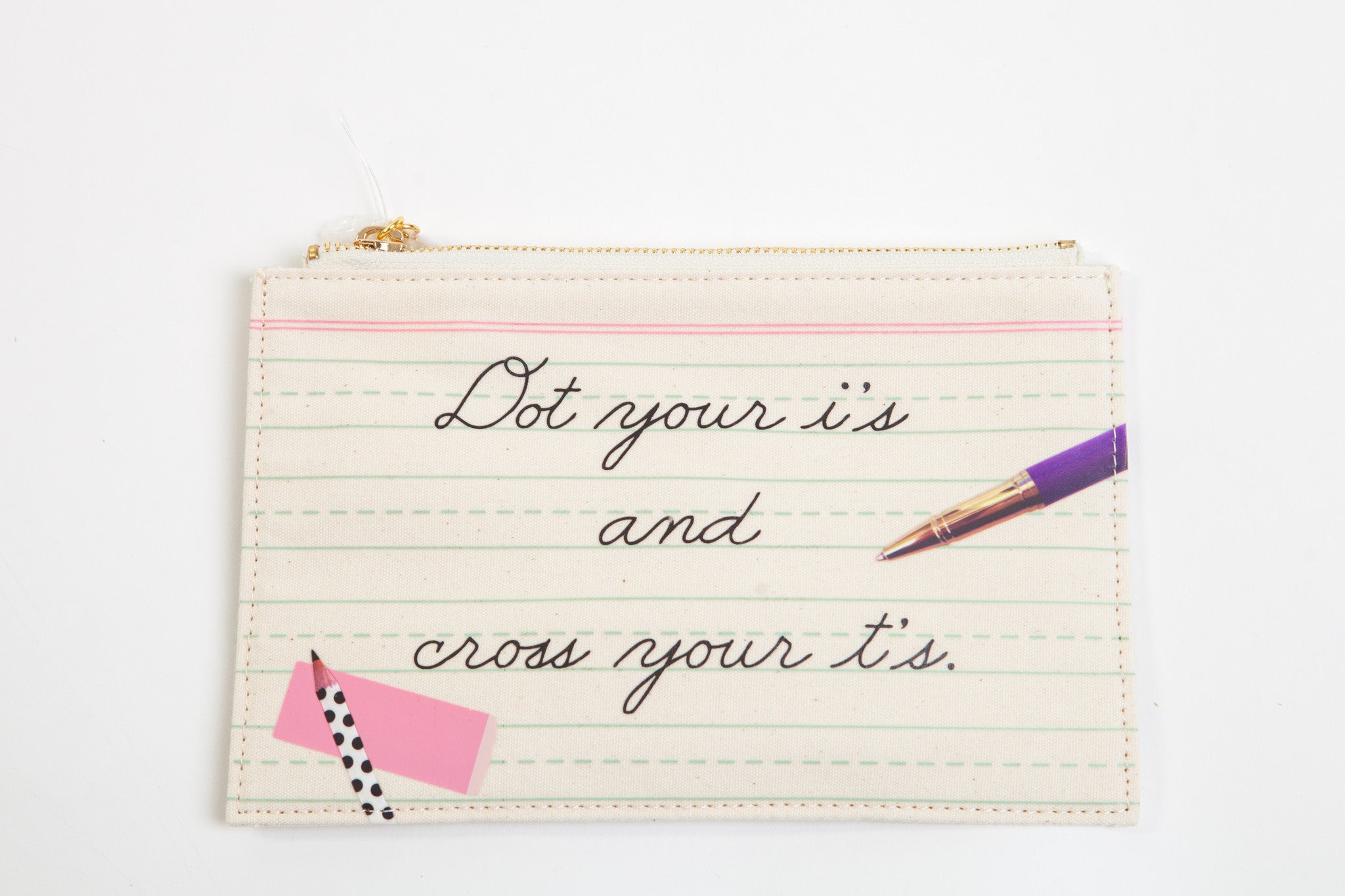Kate Spade New York Pencil Pouch "Dot your i's"