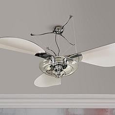 58 Inch Polished Chrome & Acrylic Ceiling Fan w/Light