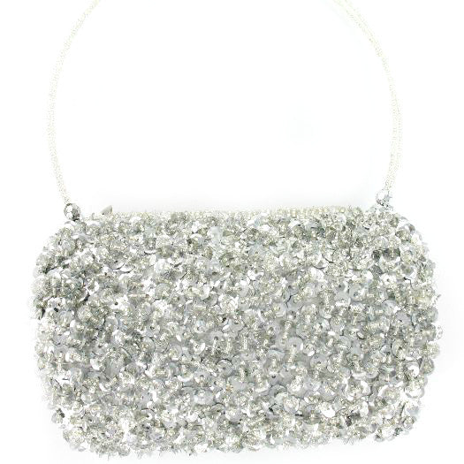 Suzie Blue Silver Sequin Barrel Bag