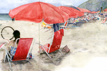Barb Hahn: “Red Umbrellas” Fine Art Print