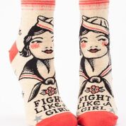 BlueQ Women's Ankle Socks: Fight Like A Girl