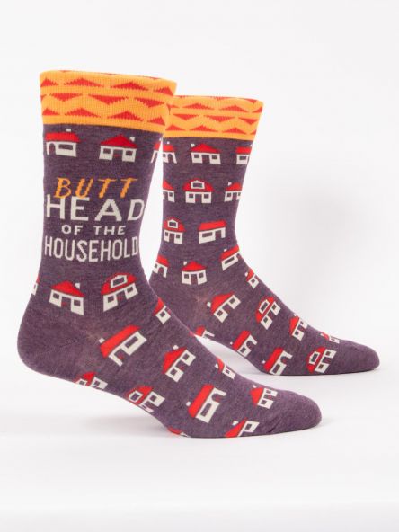 BlueQ Men's "BUTT Head of the Household" Crew Socks