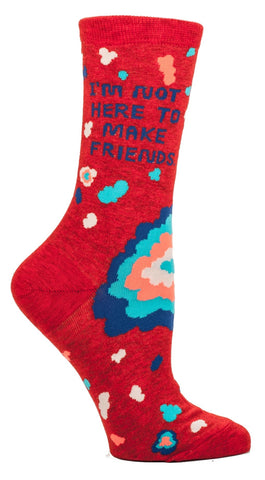 BlueQ Women's Crew Socks "I'm Not Here To Make Friends"