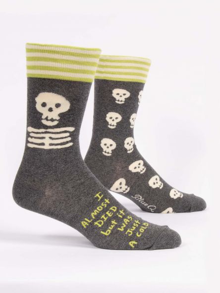 BlueQ Men's Crew Socks: I Almost Died But It Was Just A Cold