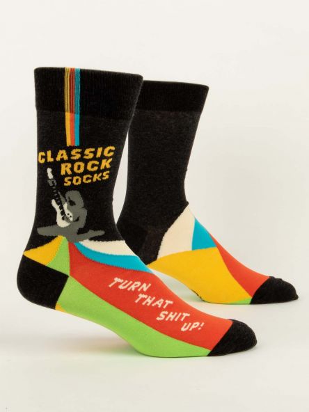 BlueQ Men's Crew Sock: Classic Rock Socks