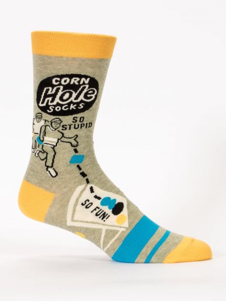 BlueQ Men's Crew Socks: Corn Hole Socks, So Stupid