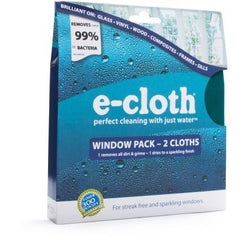 The window pack includes a waffle style microfiber cloth to remove dirt and grime from the inside and outside of windows and frames. The second polishing cloth dries glass to a sparkling smear-free finish, using just water spray. E-cloths can be washed 300 times and still retain their unique cleaning properties.