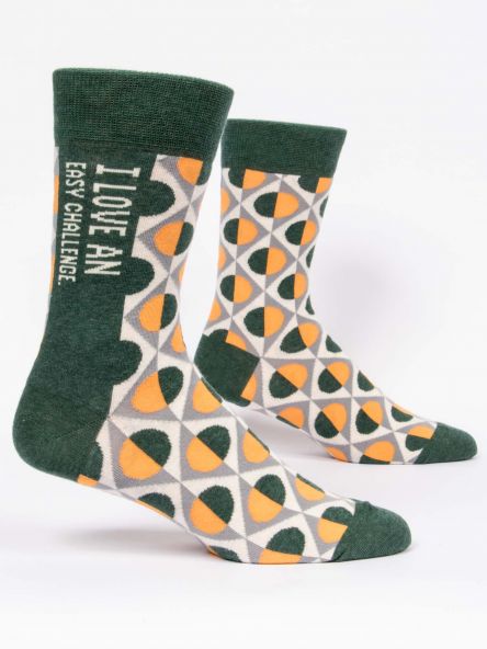 BlueQ Men's Crew Socks: I Love An Easy Challenge