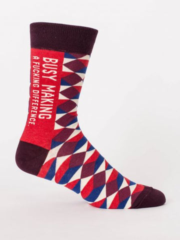 BlueQ Men's Crew Socks: Busy Making A Fucking Difference