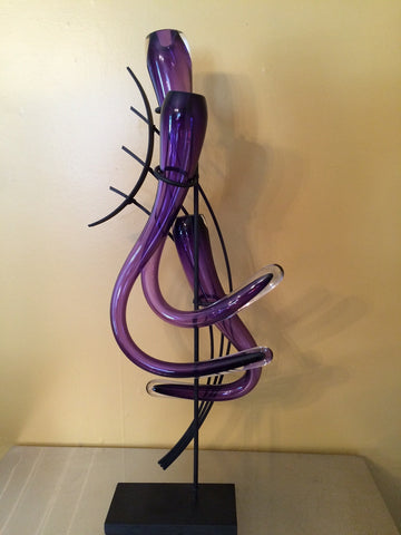 H. James Yarrito Wrought Iron and Blown Glass Sculpture