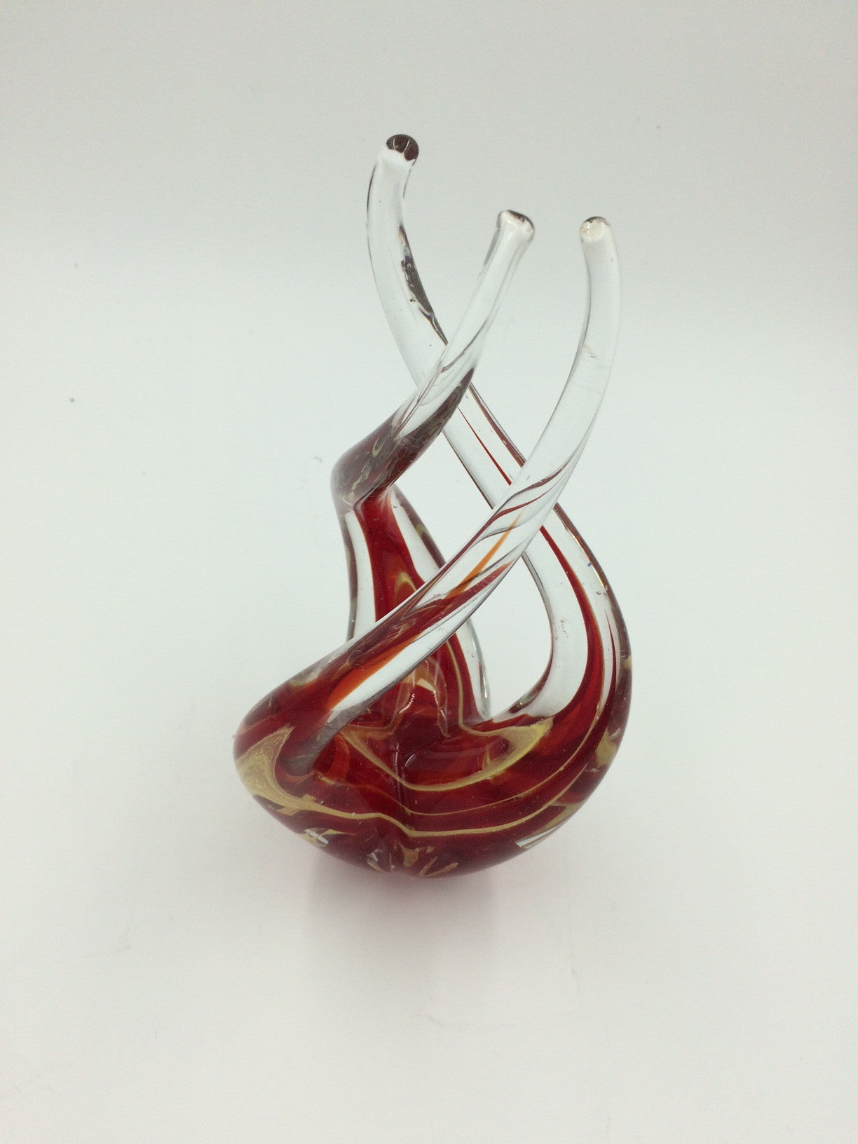 Red and Yellow Blown Glass Abstract Fire Sculpture