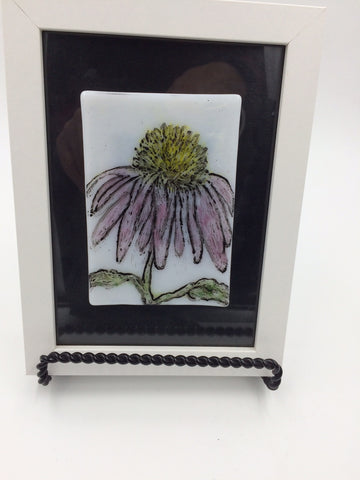 Odette Monaghan "Echinacea 2" Fused Glass Picture