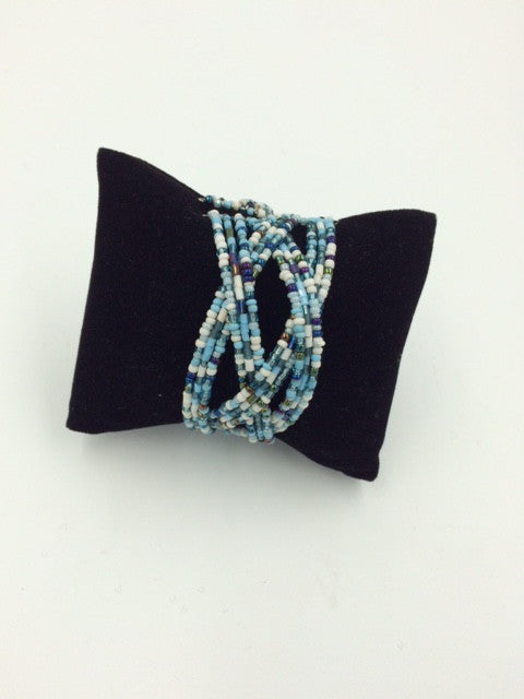 Suzie Blue Mixed Bead Cuff Bracelet