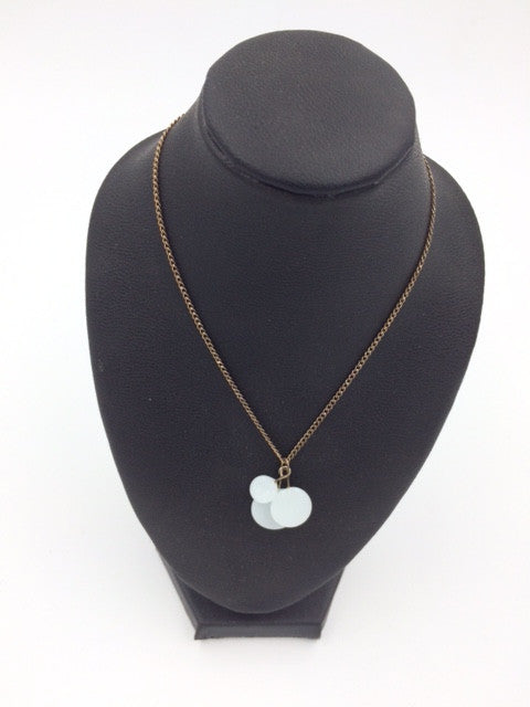 Verre Triple White Glass Disk Necklace w/Sterling Silver Findings