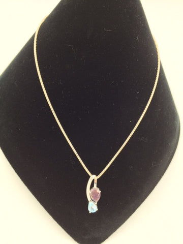 Blue Topaz & Sapphire Pendant Necklace