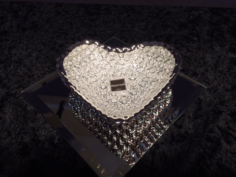 Glass Heart-Shaped Dish in Silver