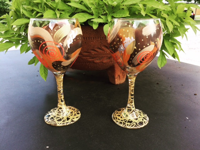 Klaire Russell Hand-Painted Red Wine Glass