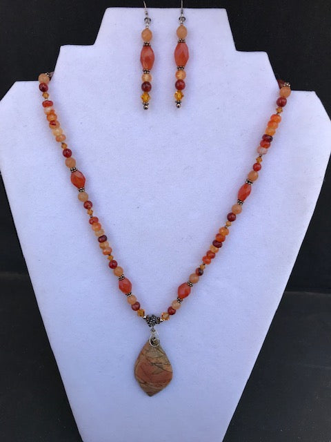 Local Artist of the Week: Kimberly Vaughn-Picasso Jasper & Carnelian Sunstone Necklace and Earring Set