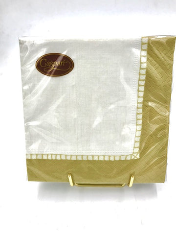 Caspari Linen Gold Border Cocktail and Luncheon Napkins