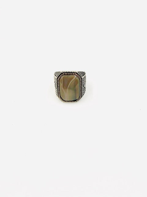 Mens Agate Stone Silver Ring (9)
